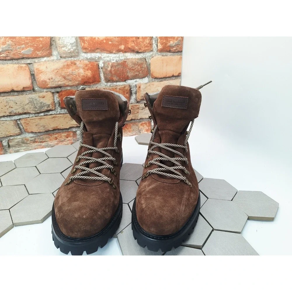 Steve Madden Brown Suede Alpine Hiking Boots Men's Sz 13 Winter Shoes Hi
